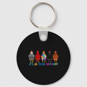 It's Ok To Be Different Cute Chickens Autism Aware Key Ring