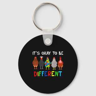 Its Ok To Be Different Cute Puzzle Chicken Autism Key Ring
