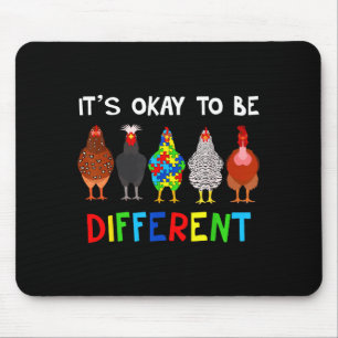 Its Ok To Be Different Cute Puzzle Chicken Autism Mouse Pad
