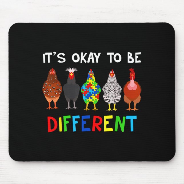Its Ok To Be Different Cute Puzzle Chicken Autism  Mouse Pad (Front)
