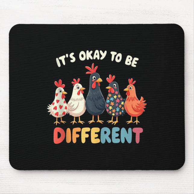 Its Ok To Be Different Cute Puzzle Chicken Autism  Mouse Pad (Front)