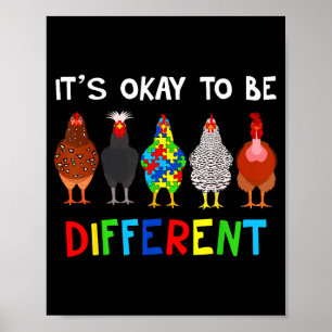 Its Ok To Be Different Cute Puzzle Chicken Autism Poster