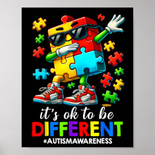It's Ok To Be Different Dabbing Puzzle Autism Awar Poster