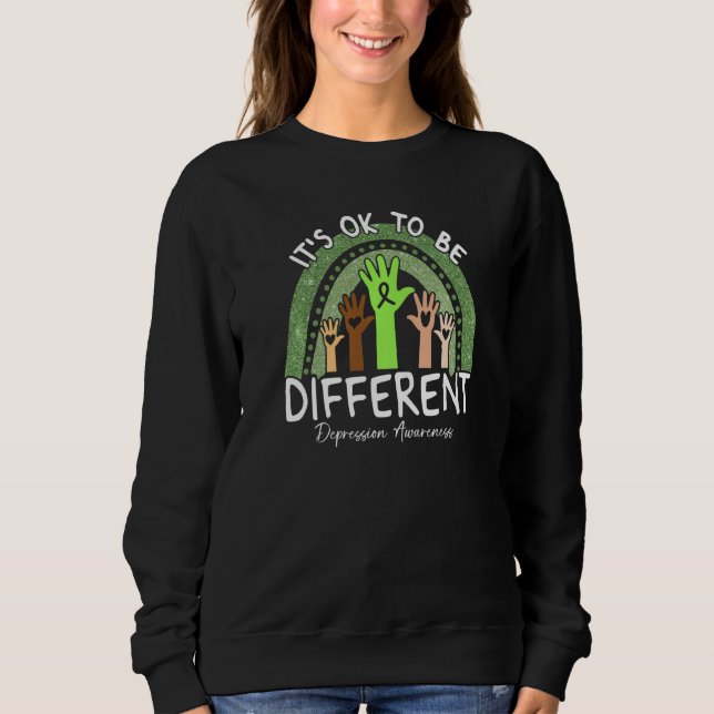 It's Ok To Be Different Depression Awareness Lime  Sweatshirt (Front)