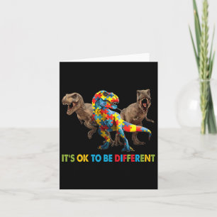 It's Ok To Be Different Dinosaur Autism Awareness Card