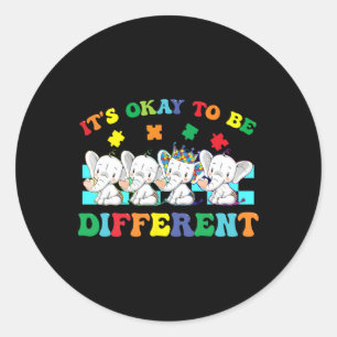 It's Ok To Be Different Elephant Autism Awareness Classic Round Sticker