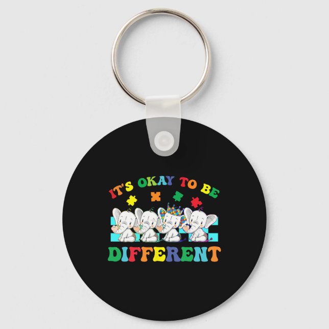 It's Ok To Be Different Elephant Autism Awareness  Key Ring (Front)