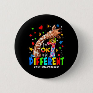 It's Ok To Be Different Giraffe Autism Awareness B 6 Cm Round Badge