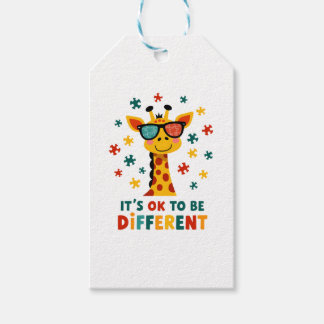 It's Ok To Be Different Giraffe Autism Awareness B Gift Tags