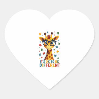 It's Ok To Be Different Giraffe Autism Awareness B Heart Sticker
