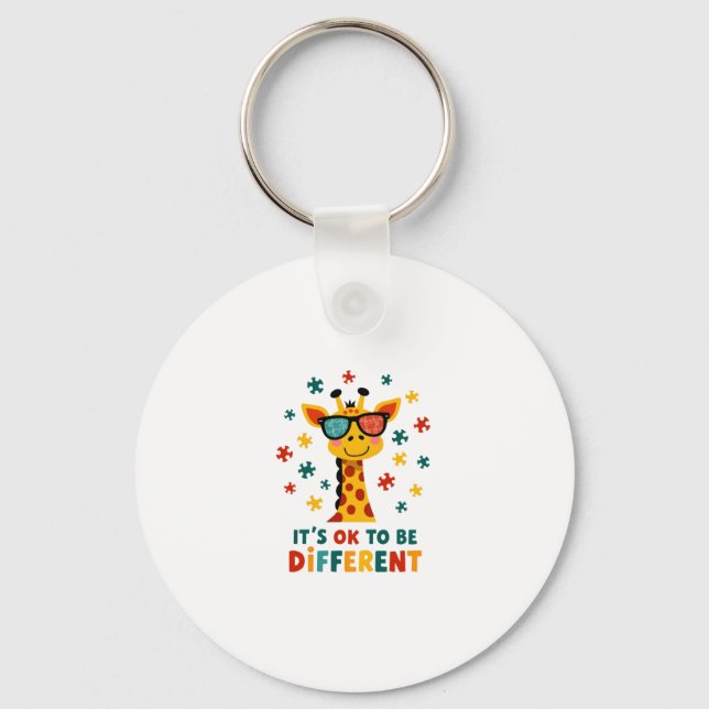 It's Ok To Be Different Giraffe Autism Awareness B Key Ring (Front)