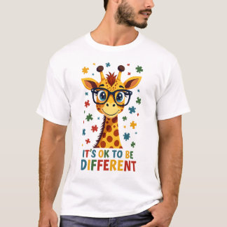 It's Ok To Be Different Giraffe Autism Awareness B T-Shirt