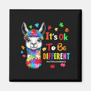 It's Ok To Be Different Llama Autism Awareness Boy Magnet