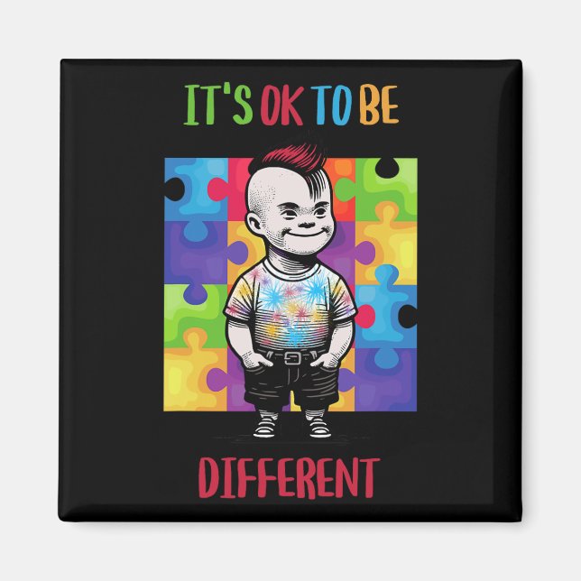 Its Ok To Be Different Ok Autism Awareness  Magnet (Front)