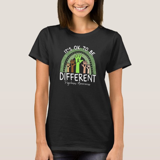 It's Ok To Be Different Psychosis Awareness Lime G T-Shirt (Front)