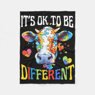 It's Ok To Be Different Puzzle Cow Autism Awarenes Fleece Blanket