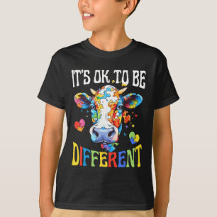 It's Ok To Be Different Puzzle Cow Autism Awarenes T-Shirt