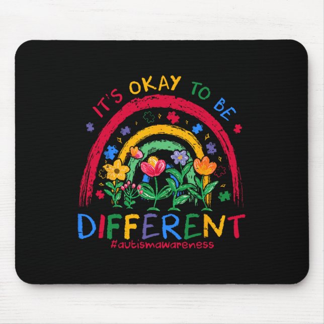 It's Ok To Be Different Rainbow Autism Awareness P Mouse Pad (Front)