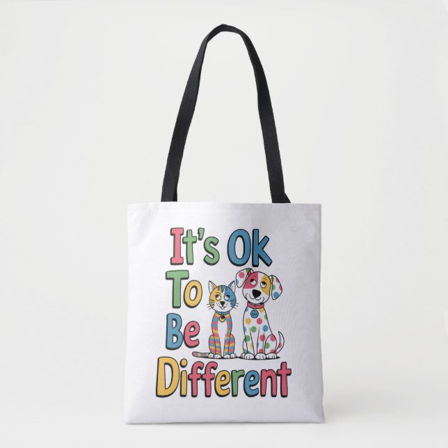It's ok to be different tote bag (Front)