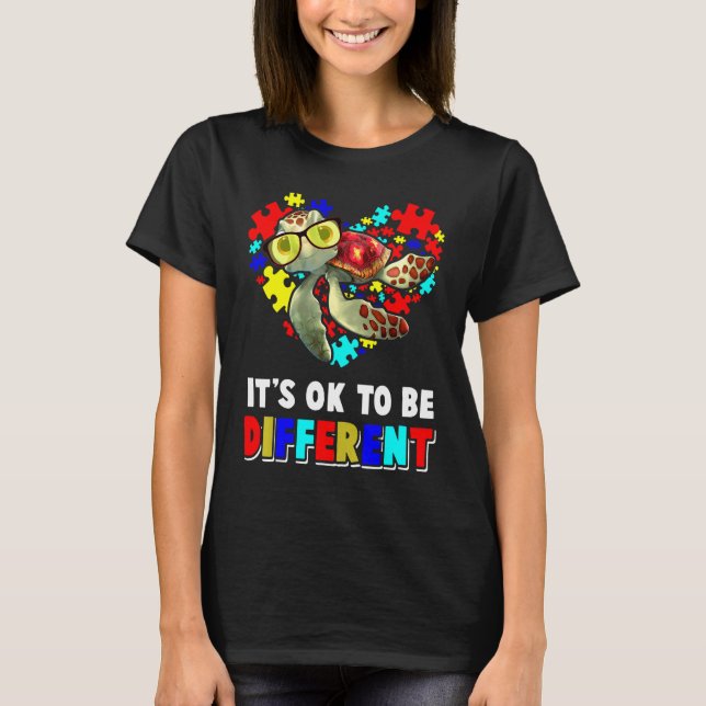 Its Ok To Be Different Turtle Autism Awareness Fun T-Shirt (Front)