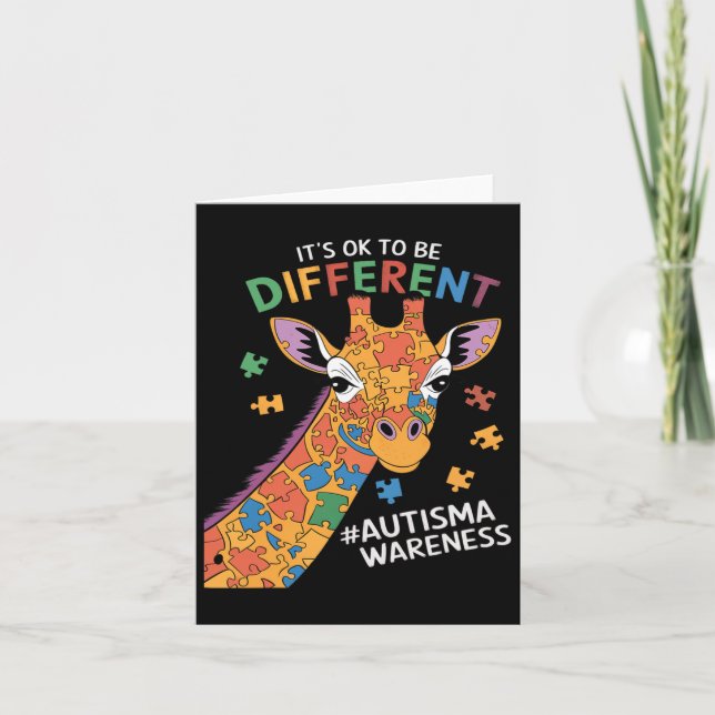 Its Ok To Be Little Different Giraffe Autism Aware Card (Front)