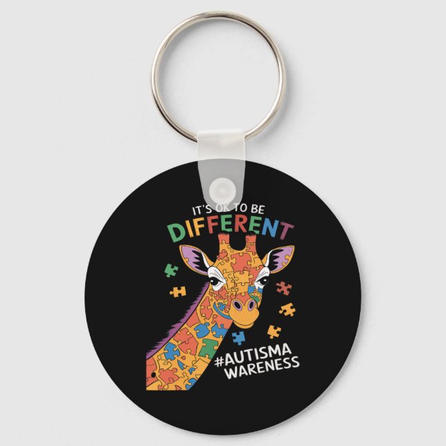 Its Ok To Be Little Different Giraffe Autism Aware Key Ring (Front)
