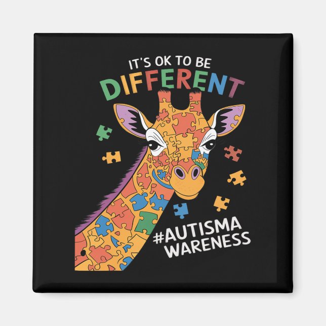 Its Ok To Be Little Different Giraffe Autism Aware Magnet (Front)