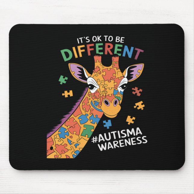 Its Ok To Be Little Different Giraffe Autism Aware Mouse Pad (Front)