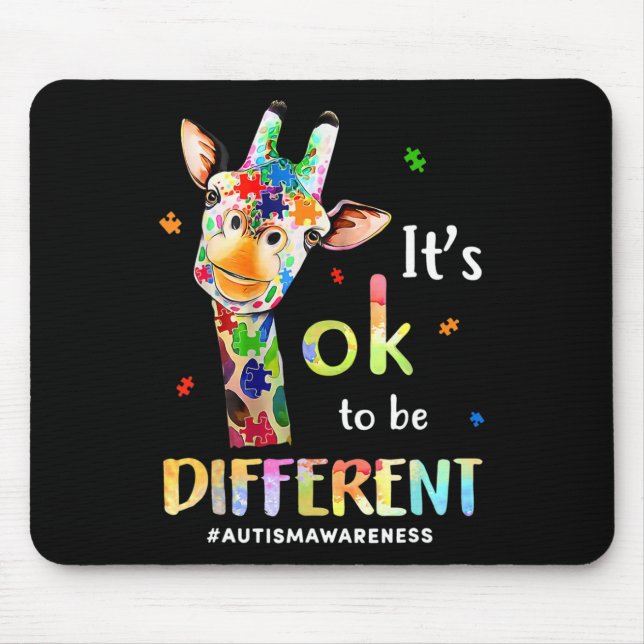 Its Okay To Be Different Giraffe Puzzle Autism Awa Mouse Pad (Front)