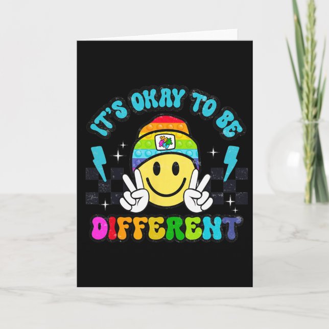 Its Okay To Be Different Smile Face Puzzle Autism  Card (Front)