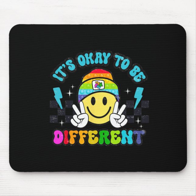 Its Okay To Be Different Smile Face Puzzle Autism  Mouse Pad (Front)