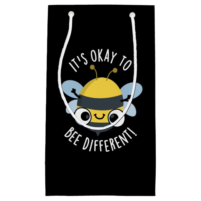 It's Okay To Bee Different Funny Bug Pun Dark BG Small Gift Bag (Front)