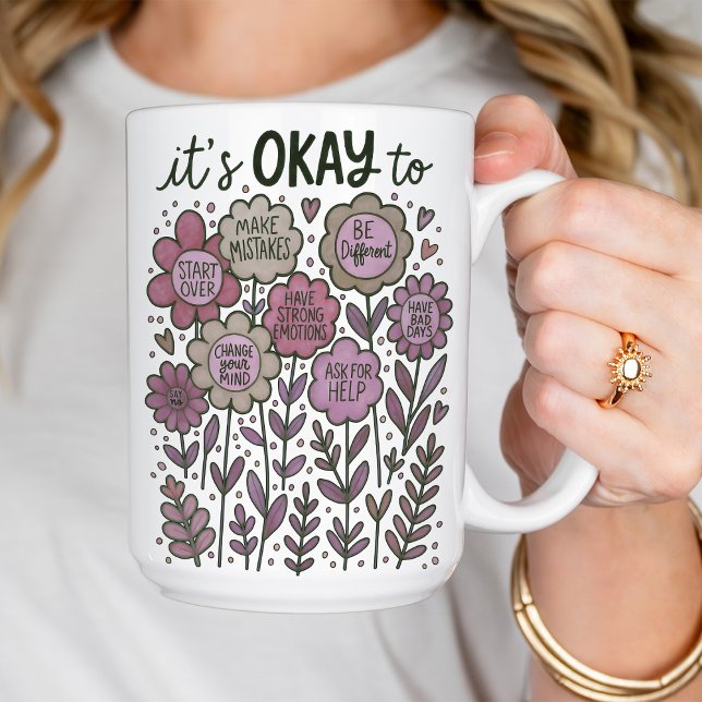 It's Okay To Boho Floral Coffee Mug (Creator Uploaded)