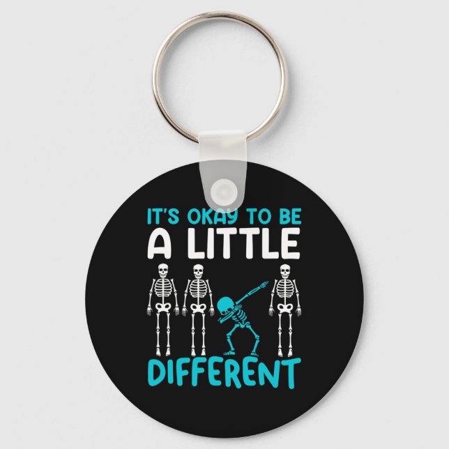 It's Okay To Different Teal Tourette Syndrome Awar Key Ring (Front)