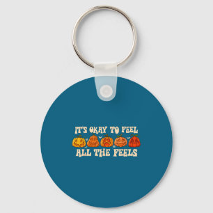 It's Okay To Feel Mental Health Fall Pumpkin Hallo Key Ring