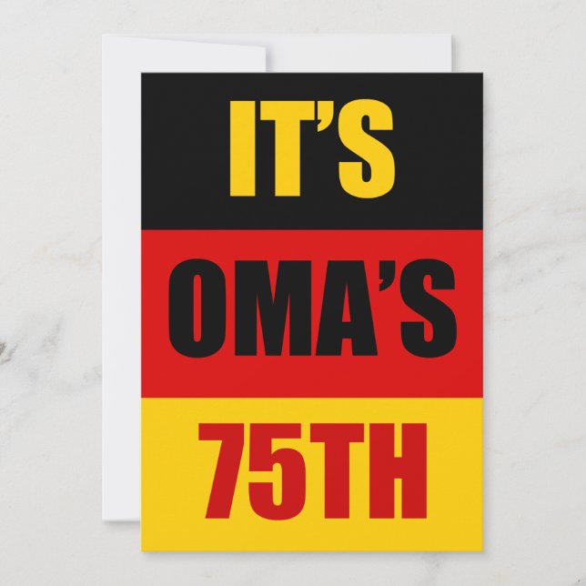 It's Oma's 75th Birthday German Flag Invite (Front)
