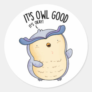 It's Owl Good Funny Bird Pun Classic Round Sticker