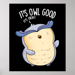 It's Owl Good Funny Bird Pun Dark BG Poster