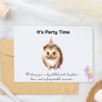 It's Party Time Birthday Card with Hedgehog