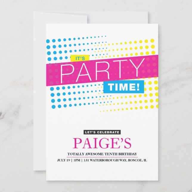 It's Party Time Birthday Invitation (Front)