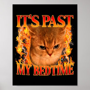 It's Past My Bedtime Funny Cat Meme Animals Humor Poster