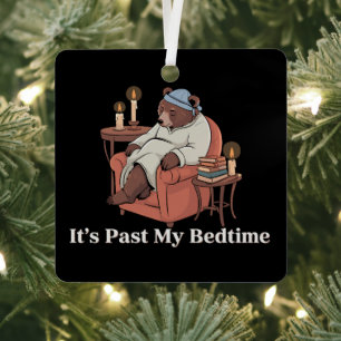 It's Past My Bedtime Funny Sleppy Bear Meme Xmas Metal Tree Decoration
