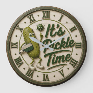 It's Pickle Time Cute Pickle Character Large Clock