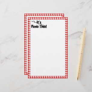 It's Picnic Time! Red Chequered Table Cloth w/Ants Stationery