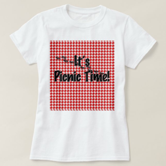 It's Picnic Time! Red Chequered Table Cloth w/Ants T-Shirt (Design Front)