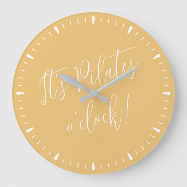 It's Pilates O'Clock Fun Golden Yellow Fitness Large Clock (Front)