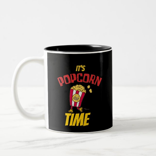 It's Popcorn Time Funny Two-Tone Coffee Mug (Left)