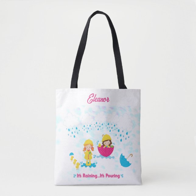 It's Raining It's Pouring Rainy Day Personalised Tote Bag (Front)