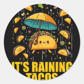 It's Raining Tacos Funny Taco Lovers Kids Girls Bo Classic Round Sticker