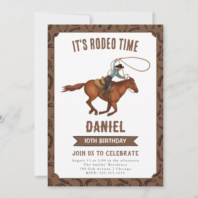 It's Rodeo Time Cowboy Birthday Invitation (Front)